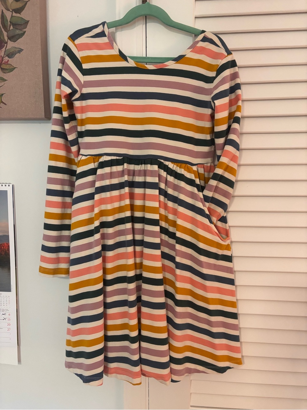 Hanna Andersson Girls Striped Playground Dress, multicolor with Pockets
